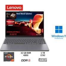 Lenovo ıdeapad Slim 3 Amd Ryzen 7 170(YENI Nesil) 32GB 1tb SSD W11 Pro 15.3"taşınabilir Bilgisayar 83K700PSTR Duddi