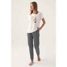 Arnetta %100 Pamuk Bisiklet Yaka Yarım Kollu Kadın Pijama Takım 2871