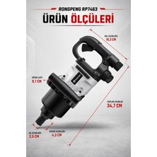 2000 Nm Tork Güçü Havalı Somun Bijon Sıkma Darbeli 1 Inç Giriş Rongpeng 7463