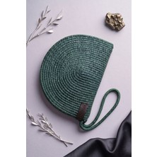 Linahouse Yarım Ay Formlu Kadın Kordon Portföy ve Clutch Çanta - Zümrüt Yeşili