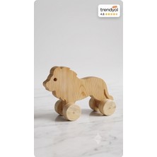 Woodifay Atölye Woodify Atölye Doğal Ahşap Tekerlekli Aslan Oyuncak - Bebek ve Çocuk Eğitici Montessori Oyuncak