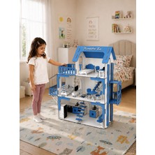 Playvia Asansörlü Oyun Evi, Full Aktif Eşyalı, 3 Katlı 90 cm LED Işıklı, Kişiye Özel Isimli (Montessori Uyumlu)