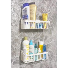 Brf Store Su Store Yapışkanlı Banyo Rafı 2'li Banyo Düzenleyici Duş Rafı Kanca Askılı Organizer Şampuanlık Pla