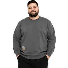 Battal Moda Erkek Büyük Beden Antrasit Iki Iplik Ave Sweatshirt 3xl-4xl-5xl-6xl