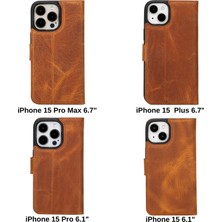 BloominBag Bloomcase Apple iPhone 15 Pro Max (6.7") Deep Mocca Hakiki Deri Çıkarılabilir Cüzdanlı Telefon Kılıfı