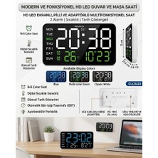 Neler Geldi Neler Hd LED Ekranlı Pilli Adaptörlü 2 Alarmlı Sıcaklık Tarih Göstergeli Duvar Masa Saati Fonksiyonel Saat