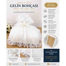 Öztürk Konsept Süslü Gelin Bohçası Beyaz 35X45 cm – Tüllü Güllü Ahşap Tabanlı Gelin Düğün Söz Nişan Çeyiz Hurç Bohça