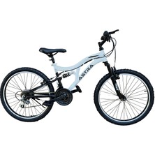 Belderia Astra Track 24" Beyaz Siyah Çift Amortisörlü Dağ Bisikleti