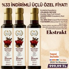 3 x 250 ml Gilaburu Meyvesi & Çakşır Kökü Özleri Sıvı Ekstrakt Karışımı 250 ml - 3'lü Fırsat Paketi Lokman Hekim Hayat