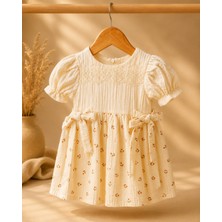 Wondress Dantel Yakalı Çiçek Desenli Kız Bebek Elbise