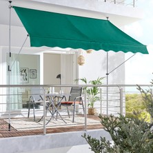 Stratecht Teleskopik Polyester Balkon, Teras, Tentesi 300 x 130 cm Ayarlanabilir Yeşil Güneşlik Gölgelik