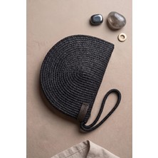 Linahouse Yarım Ay Formlu Kadın Kordon Portföy ve Clutch Çanta - Gece Siyahı