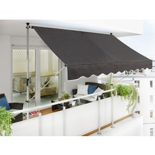 Stratecht Teleskopik Polyester Balkon, Teras, Tentesi 300 x 130 cm Ayarlanabilir Antrasit Güneşlik Gölgelik