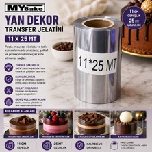 My Bake 11×25 Metre Şeffaf Yan Dekor Transfer Jelatini – Pasta, Mousse ve Çikolata Dekorasyon Jelatini