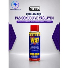Steel Çok Amaçlı Pas Sökücü ve Yağlayıcı W47 200 ml Metal Yüzeyler İçin Parlak Sprey