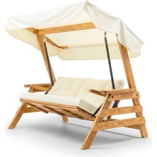 Hier Riva Swing Ahşap Dış Mekan Bahçe Balkon ve Teras Salıncağı Açık Renk Ağaç Salıncak