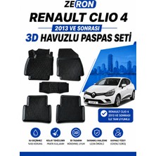 Zeron Renault Clio 4 2013 ve Sonrası 3D Havuzlu Paspas Seti Su Geçirmez Kaymaz Siyah 5 Parça