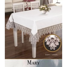Ceki Home Keten Masa Örtüsü Tablecloth 155x220 cm Yemek Masası Örtüsü Maria Model Kapiçino