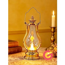 Güncel Çarşı Retro Alev Efektli LED Lamba Pilli Gaz Lambası Modeli Kandil Atmosfer Dekoratif Ramazan Yılbaşı Aydınlatma