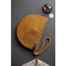 Linahouse Yarım Ay Formlu Kadın Kordon Portföy ve Clutch Çanta - Hardal Sarısı