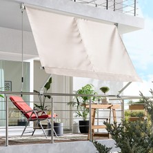 Stratecht Balkon Teras Tente Polyester Gölgelik Açılır Kapanır Bahçe Kafe Restoran Tente 295 x 245  Bej Güneşlik Gölgelik