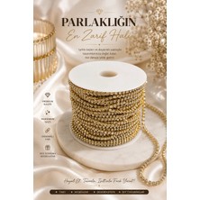 Bkc Ticaret Şerit Taş SS16 Gold (5 Metre) – Boncuk-Kristal Taşlı Gold Zincir Şerit – Parlak Takı ve Aksesuar Zinciri