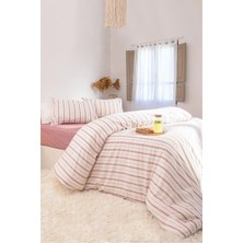 Nixa Viento Nevresim Takımı Pamuk Bordo Kahve Çizgili Çift Kişilik 200X220 9522A