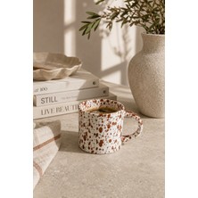 Beige & Stone Kahverengi Benekli Seramik Kupa Kahve Çay Süt ve Bitki Çayı Kupası Büyük Kulplu Mug Bardak