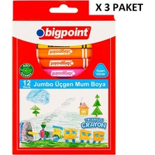 Bigpoint Jumbo Üçgen Mum Boya 12 Renk x 3 Paket