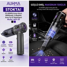 Azurtech Auhma Ahv-20 22.000 Pa Araç Içi El Süpürgesi – 6000MAH, 9 Başlıklı, Kablosuz Şarjlı Vakum ve Hava Üfleyici