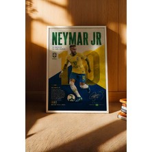 E2 Nova Neymar Brezilya Çerçeveli Tablo Premium Futbolcu Tabloları Lüks Salon Duvar Dekorasyonu
