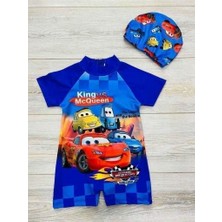 Neat Kids Erkek Çocuk Arabalar Şimşek Mcqueen 2 Parça Boneli Fermuarlı Kısa Kollu Mayo Takımı