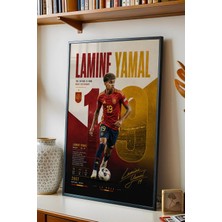 E2 Nova Lamine Yamal Ispanya Çerçeveli Tablo Premium Futbolcu Tabloları Lüks Salon Duvar Dekorasyonu