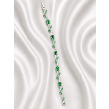 Valmont Yeşil Kristal Taşlı Sarmaşık Yaprak Model 19 cm Çelik Kadın Bileklik