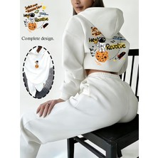Macklin Unısex Kadın Erkek Revolve Astronot Baskılı Oversize Kapüşonlu Hoodie ve Baggy Eşofman Takımı