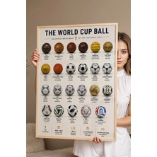 E2 Nova The World Cup Ball Dünya Kupası Maç Topları Infografik Lüks Çerçeveli Tasarım Futbol Duvar Dekoru