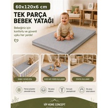 Çocuk Yatağı Sünger Yer Yatağı Oyun Minderi Bebek Yatağı 60X120X6 Cm-Gri
