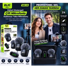 Azurtech Blıc Bwc-09 Çift Mikrofonlu Kablosuz Yaka Mikrofonu – Dijital Göstergeli, Canlı Yayın ve Video Için