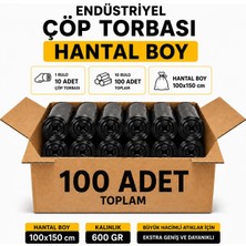 Liva Ambalaj Endüstriyel Çöp Torbası Hantal Boy 100X150 cm Siyah 10'lu Rulo 100 Adet - Ekstra Dayanıklı Sızdırmaz