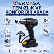 Veroksa 2’si 1 Arada Şarjlı El Süpürgesi ve Hava Pompası – Kablosuz, Hepa Filtreli, Araç ve Ev Için Çok Amaçlı