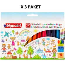Bigpoint Jumbo Mum Boya(Silinebilir) 12 Renk x 3 Paket