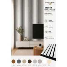 Akustik Duvar Paneli Çıtalı Mdf Ahşap Ses Yalıtımlı Dekoratif Duvar Kaplama Slat Wall Panel Keçeli Tv Arkası Dekor Kaplama 100X280 cm -Beyaz