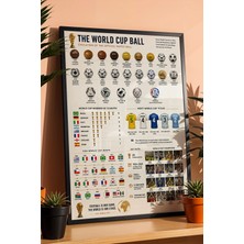 E2 Nova World Cup History Dünya Kupası Tarihi Infografik Lüks Çerçeveli Tasarım Futbol Duvar Dekoru