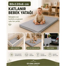 Katlanır Çocuk Yatağı Sünger Yer Yatağı Oyun Minderi Taşınabilir 80X120X6 Cm-Gri