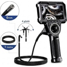 XWA GL76 4 Yönlü 720° Oynar Başlı 6mm Lens Çapı 1 Metre Yarı Sert Kablo Endüstriyel Endoskop Kamera