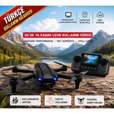 Rose Teknoloji Ekranlı Kumanda ve Kameralı 360 Dönme Çift Bataryalı Uygulama Kontrollü ve Taşıma Çantalı Drone