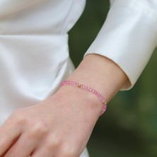 Necati Gün Pembe Kuvars Taşlı Asansörlü Gümüş Bileklik