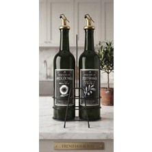Trend Home Life Metal Standlı 2'li Cam Yağdanlık Seti (750 Ml), Gold Akıtmaz Başlıklı Lüks Tasarım