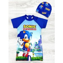 Neat Kids Çocuk Sonic 2 Parça Boneli Fermuarlı Kısa Kollu Mayo Takımı