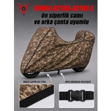 Motokit Honda Actıva-Actıva S Army Premium Kamuflaj Desenli Suya ve Güneş Işınlarına Dayanıklı Motosiklet Brandası